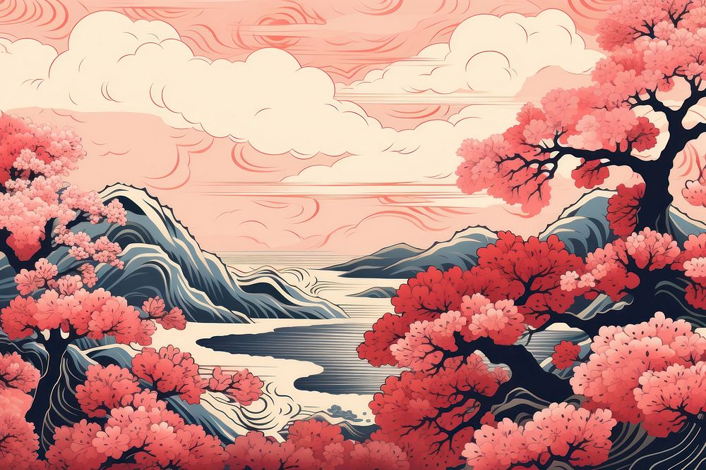 Japanese style pattern backgrounds outdoors. AI generated Image by rawpixel.