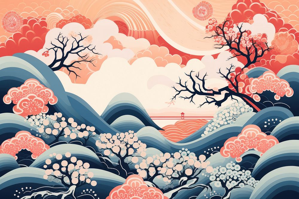 Japanese style pattern backgrounds art. AI generated Image by rawpixel.