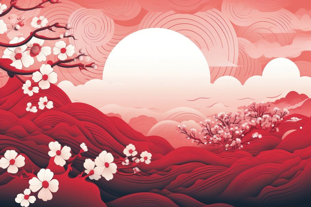 Japanese style pattern backgrounds blossom. AI generated Image by rawpixel.