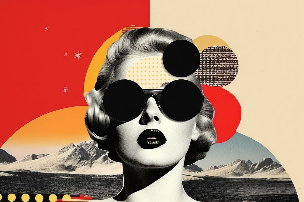 Modern collage sunglasses poster adult. AI generated Image by rawpixel.