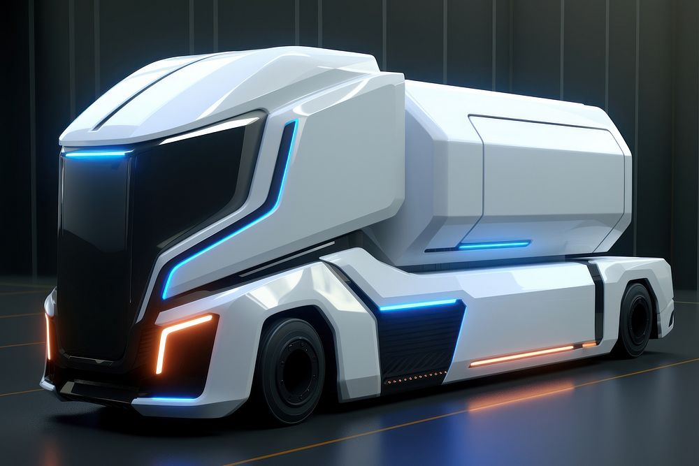 White cargo truck streamline technology vehicle transportation. AI generated Image by rawpixel.