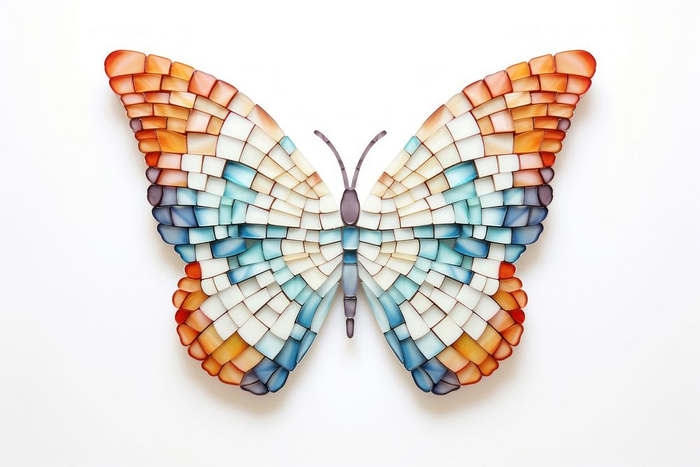 Butterfly art mosaic white background. AI generated Image by rawpixel.