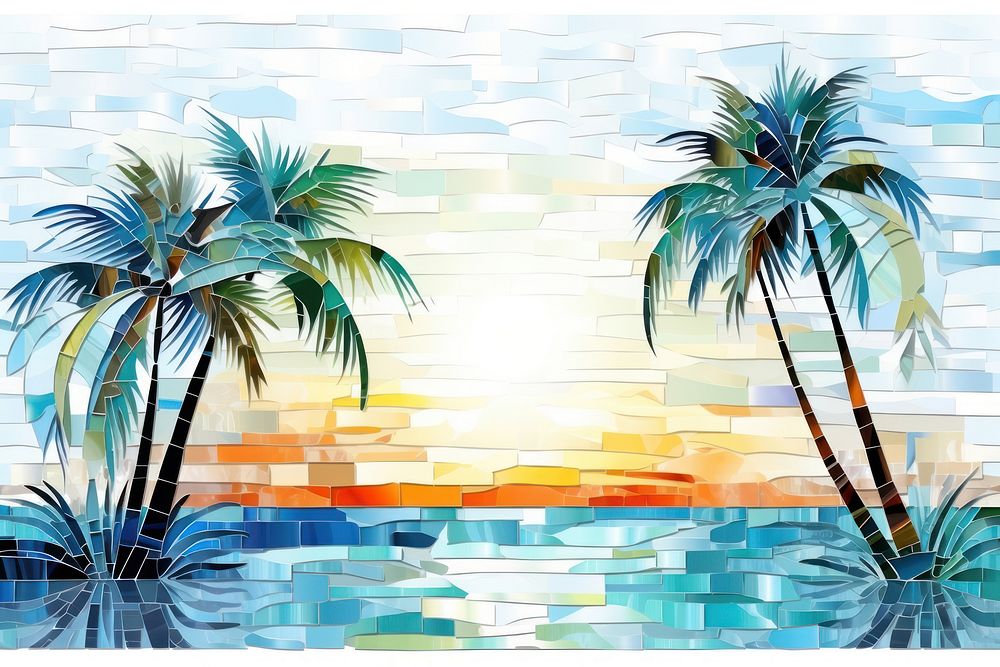 Tropical scene backgrounds outdoors painting. AI generated Image by rawpixel.
