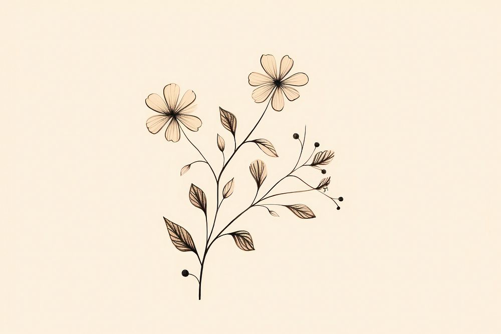 Floral pattern drawing flower. AI generated Image by rawpixel.