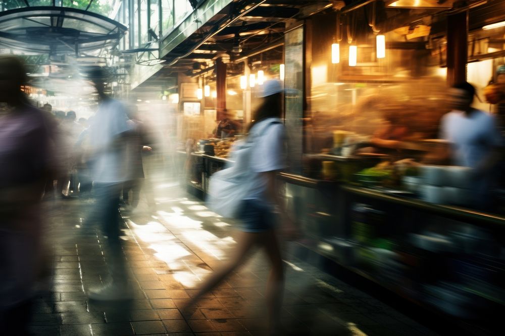 Busy market walking motion street. AI generated Image by rawpixel.