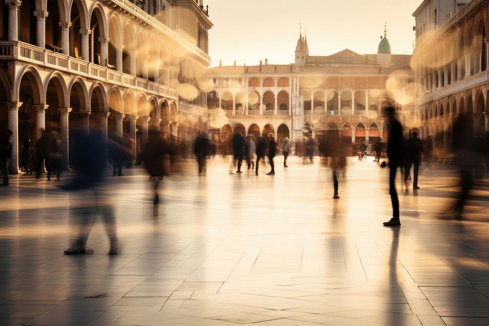 People walking in the town square city outdoors motion. AI generated Image by rawpixel.