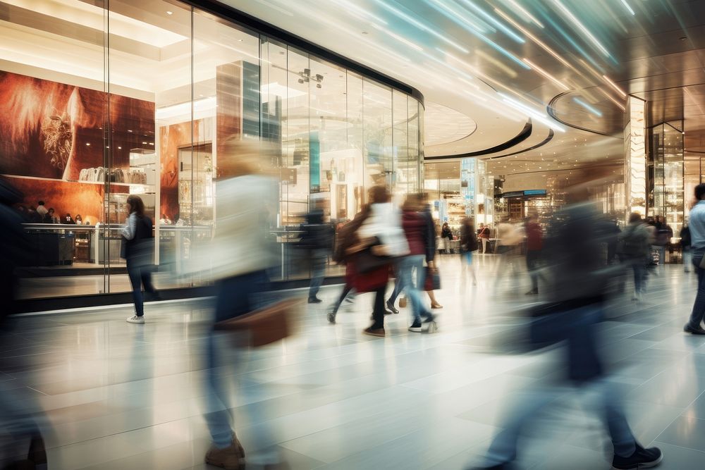 People shopping in mall walking motion adult. AI generated Image by rawpixel.