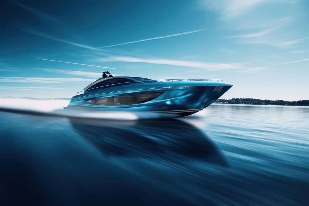 Boat speedboat vehicle motion. AI generated Image by rawpixel.