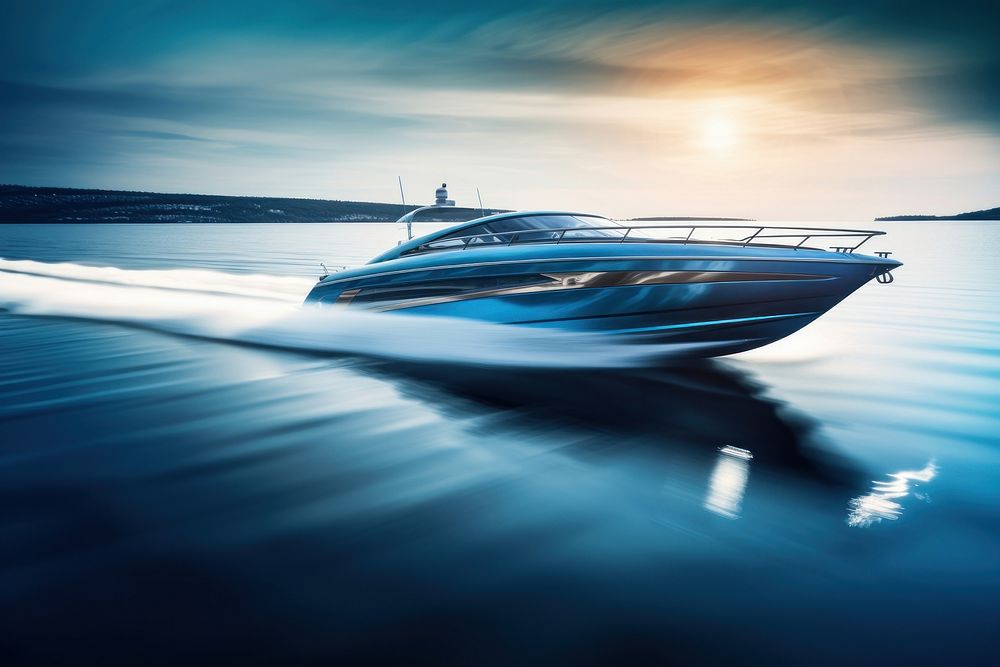 Boat speedboat vehicle boating. AI generated Image by rawpixel.