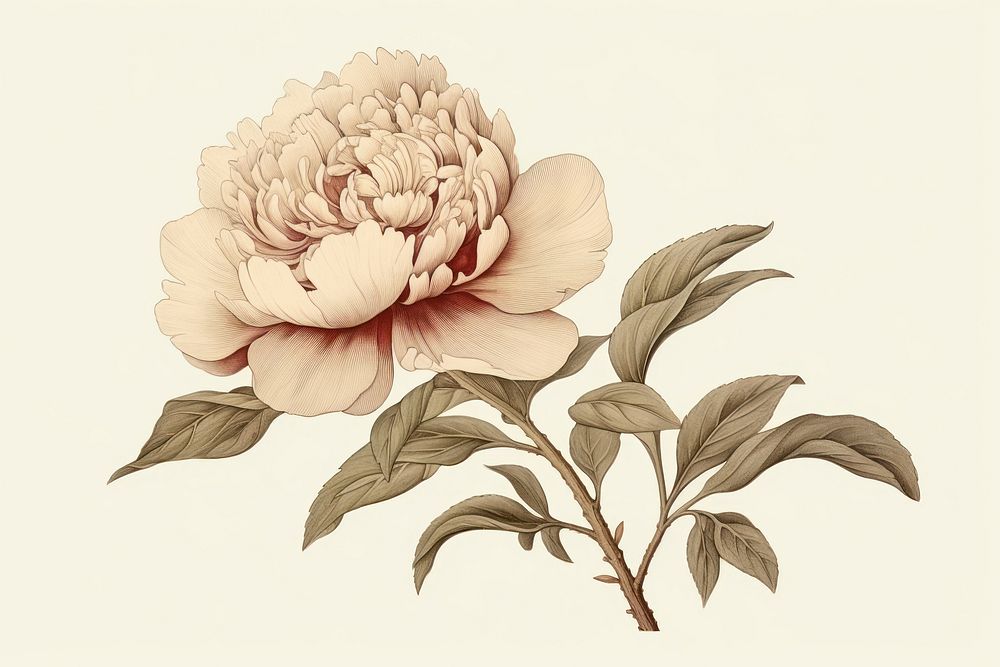 Peony drawing flower sketch. AI generated Image by rawpixel.