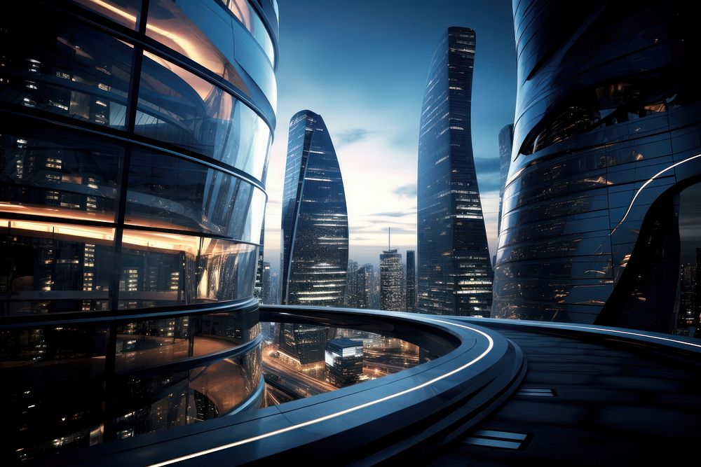 Office skyscarper twisting building city architecture. AI generated Image by rawpixel.