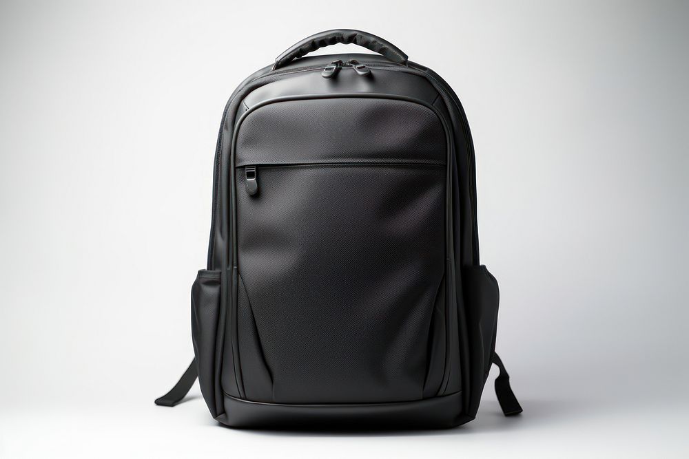 Laptop backpack black bag white background. AI generated Image by rawpixel.