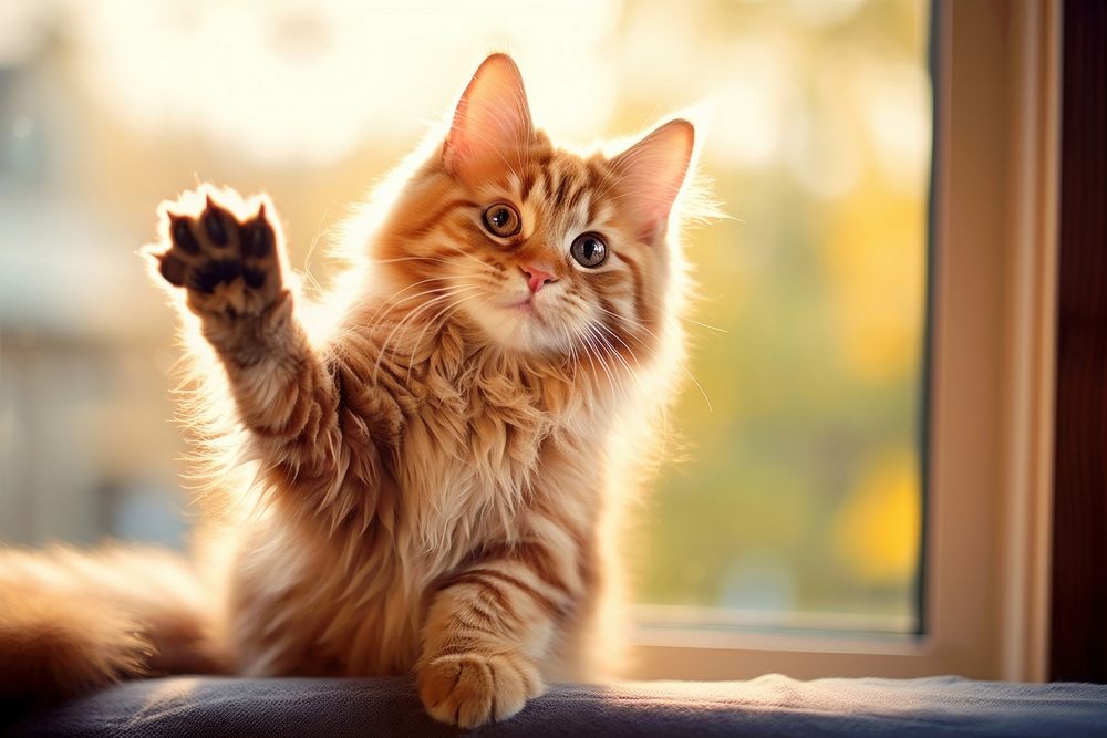 Cute Cat waving paw mammal | Free Photo - rawpixel