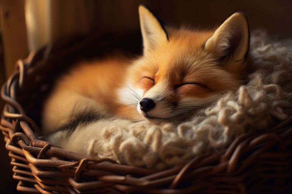 Fox sleeping on a pillow mammal animal pet. AI generated Image by rawpixel.