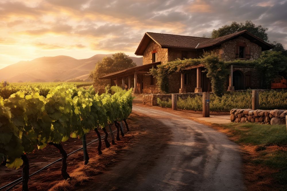 Rustic winery building vineyard architecture outdoors. AI generated Image by rawpixel.