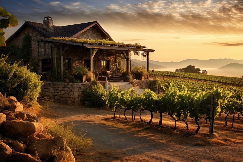 Rustic winery building vineyard outdoors nature. AI generated Image by rawpixel.