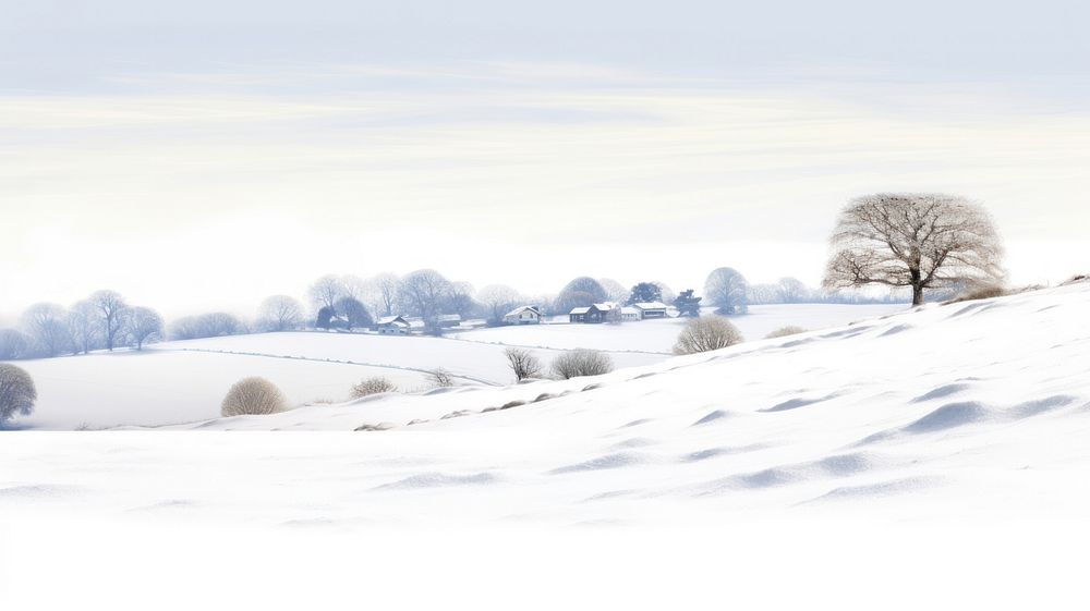 Snowy hilly field landscape nature outdoors. AI generated Image by rawpixel.