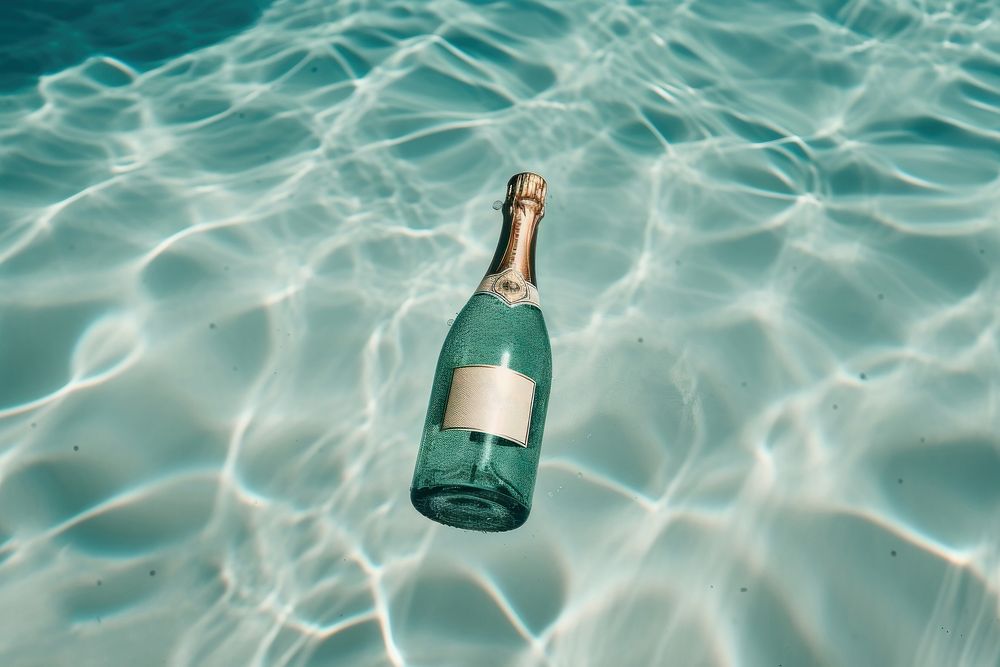 Champagne bottle outdoors nature drink. AI generated Image by rawpixel.