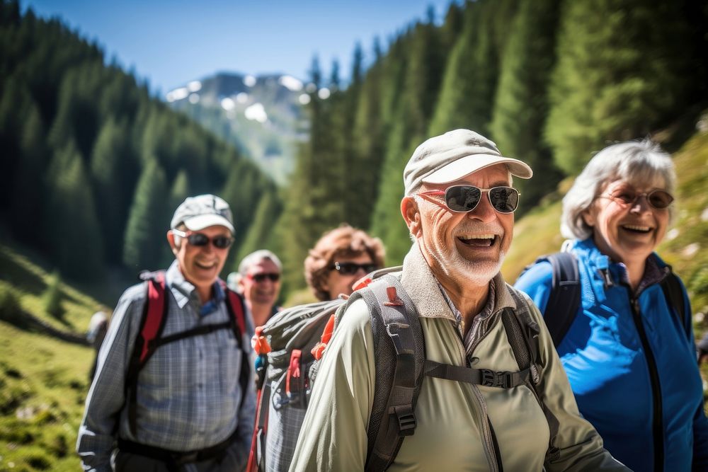 Eldery group hiking recreation adventure. AI generated Image by rawpixel.
