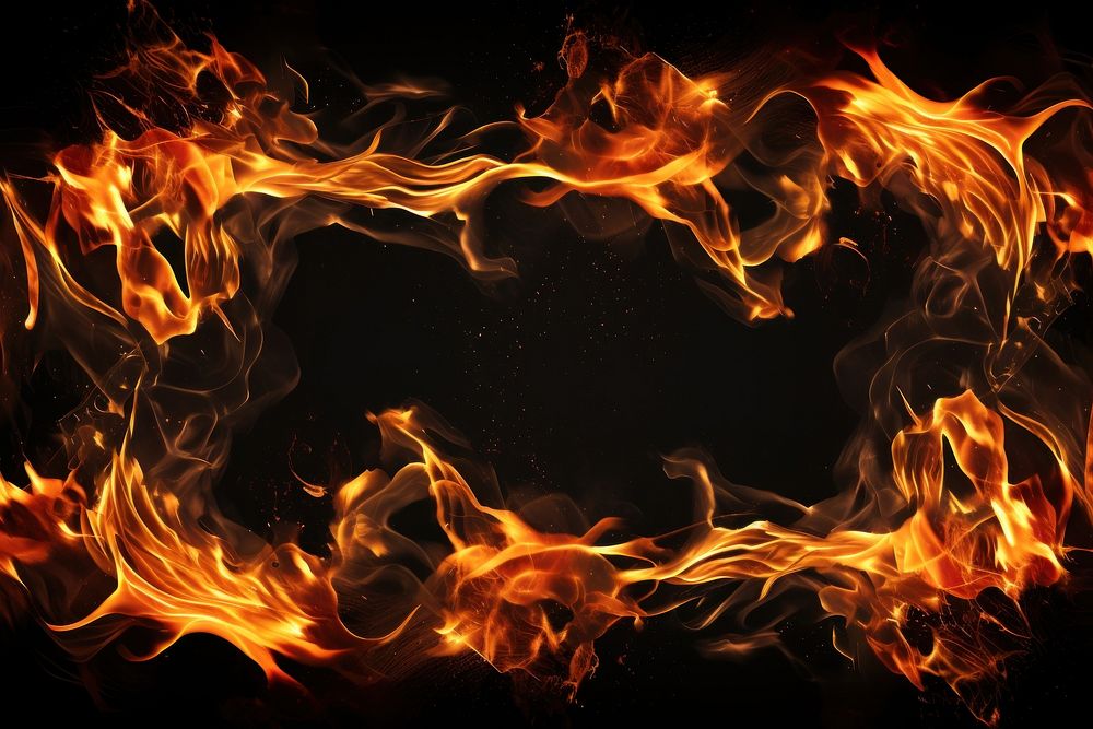 Fireflames on black background with fire ambers backgrounds bonfire illuminated. AI generated Image by rawpixel.