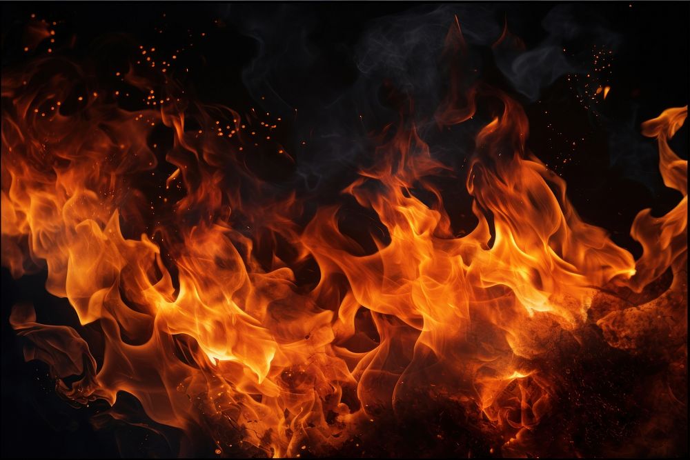 Fireflames on black background with fire ambers backgrounds bonfire destruction. AI generated Image by rawpixel.