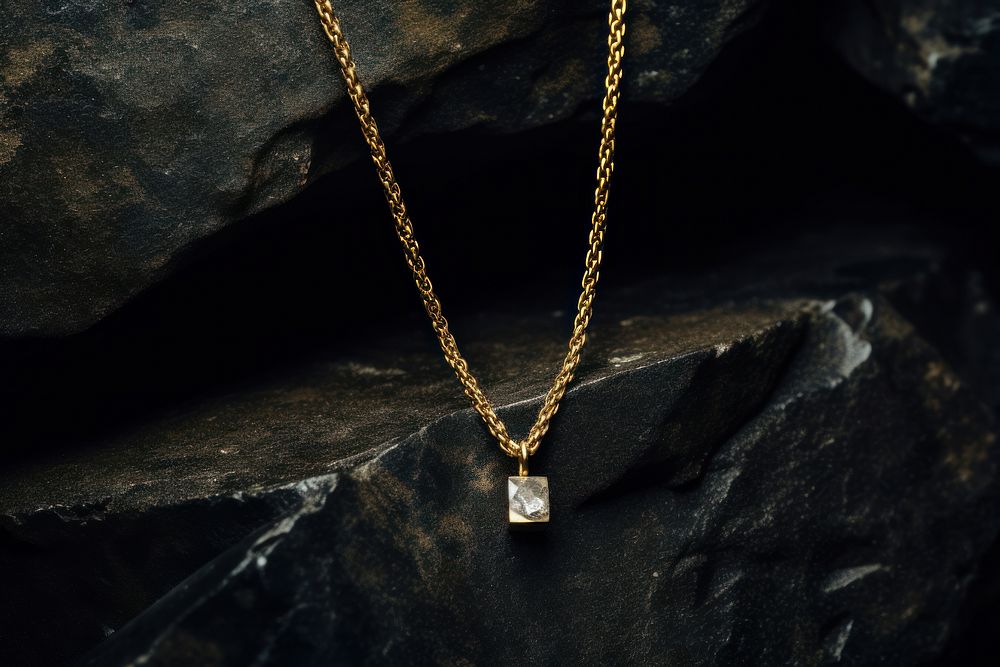 Gold chain necklace jewelry diamond. AI generated Image by rawpixel.