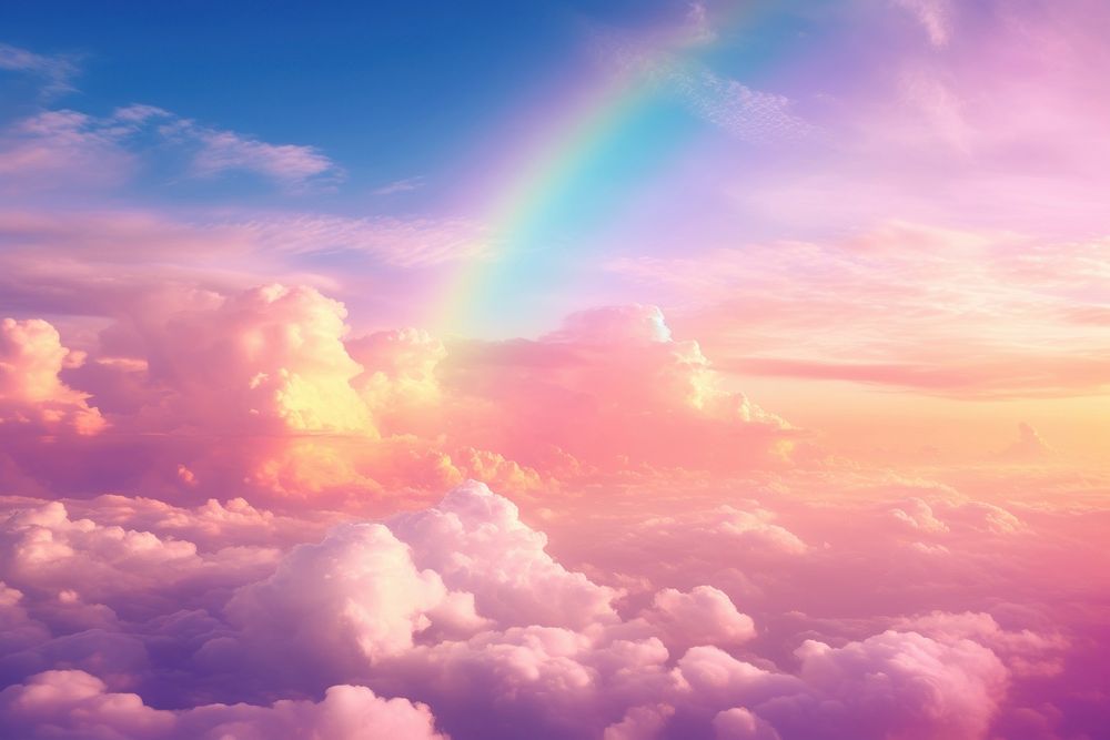 Rainbow sky sunlight outdoors. AI generated Image by rawpixel.