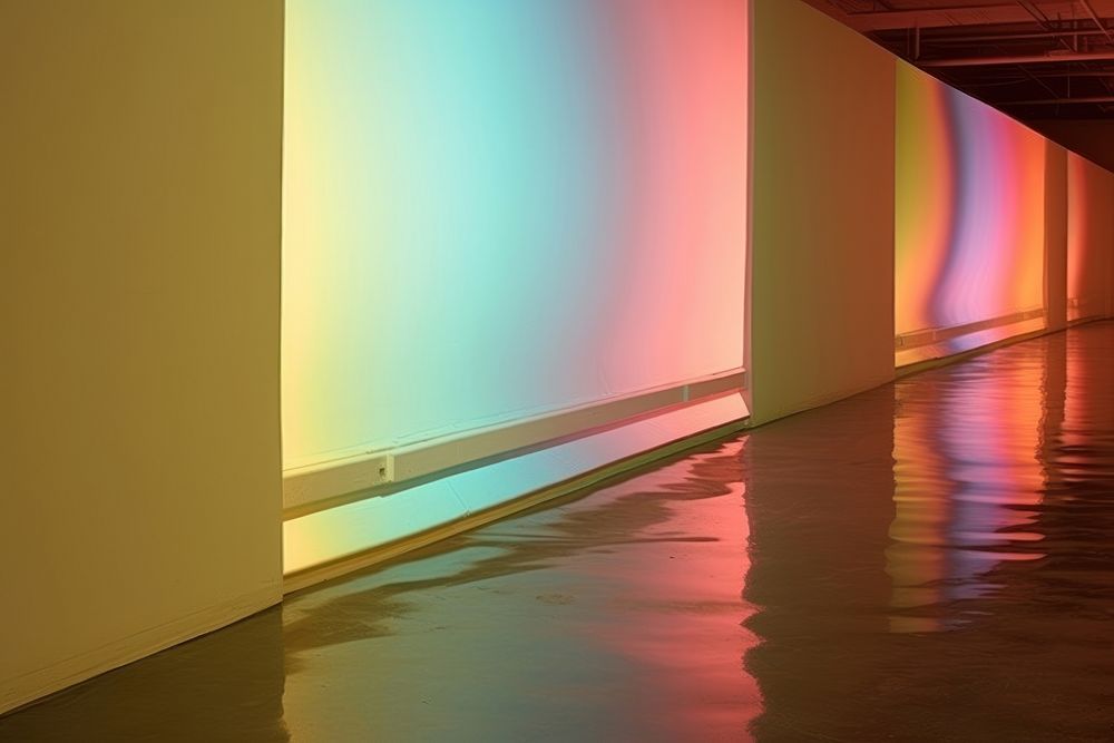 Rainbow light architecture lighting wall. AI generated Image by rawpixel.