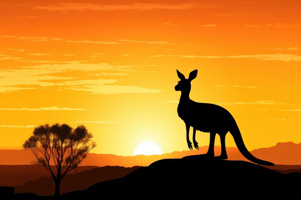 A kangkaroo silhouette kangaroo wallaby. AI generated Image by rawpixel.