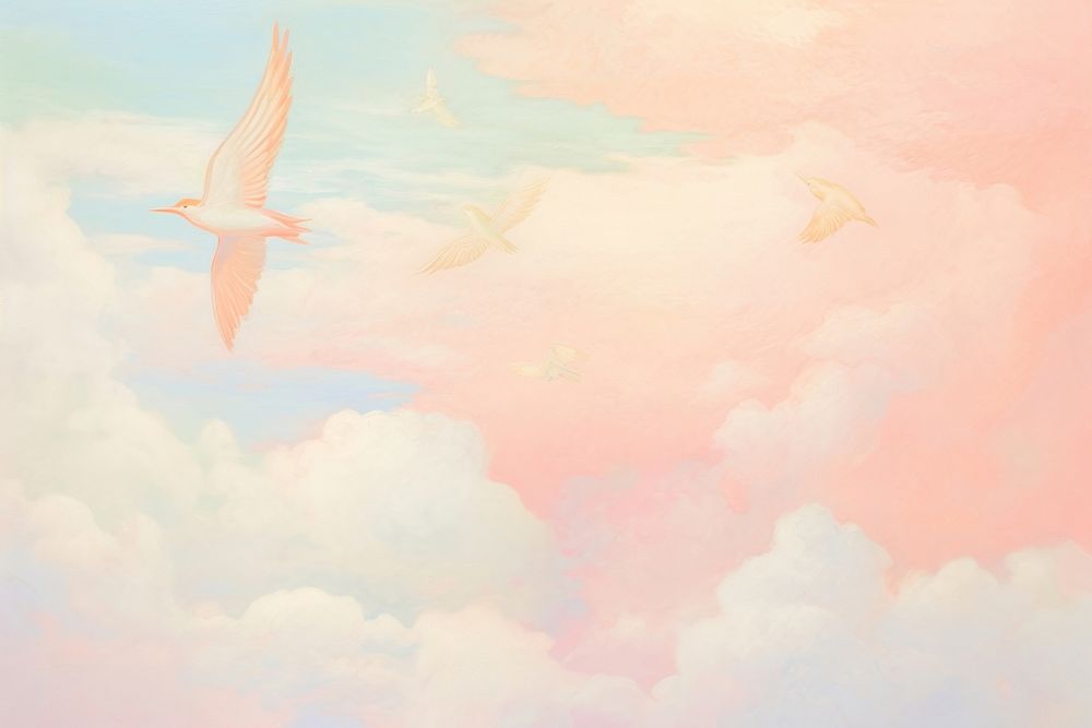 Bird in the sky backgrounds painting outdoors. AI generated Image by rawpixel.