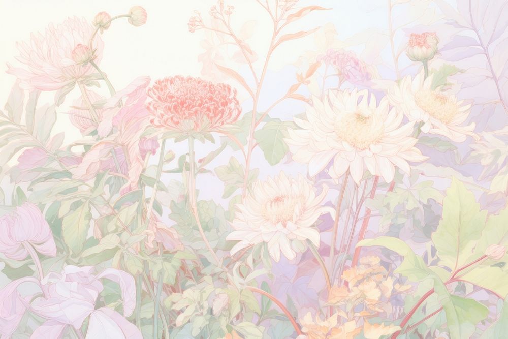 Botanic garden backgrounds painting pattern. AI generated Image by rawpixel.