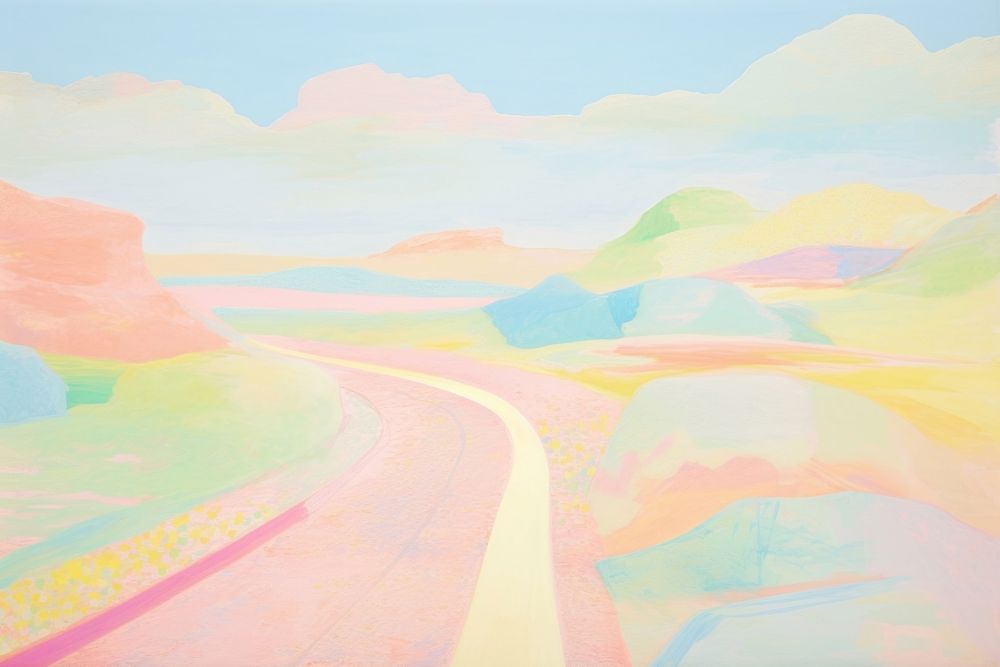 Highway road backgrounds painting drawing. AI generated Image by rawpixel.