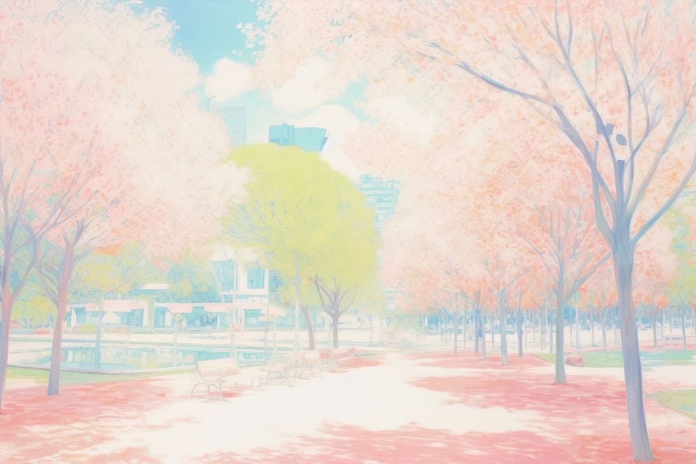 Public park outdoors drawing autumn. AI generated Image by rawpixel.