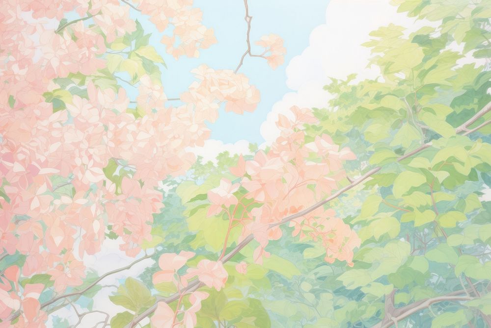 Summer forest backgrounds painting outdoors. AI generated Image by rawpixel.