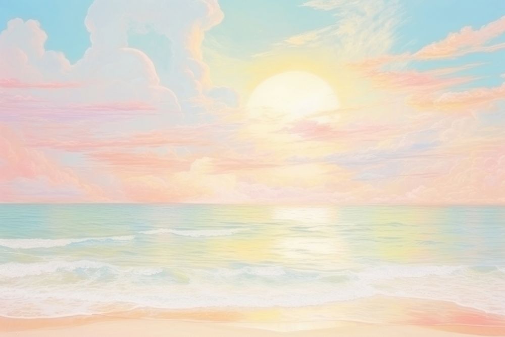 Sunset beach backgrounds outdoors horizon. AI generated Image by rawpixel.