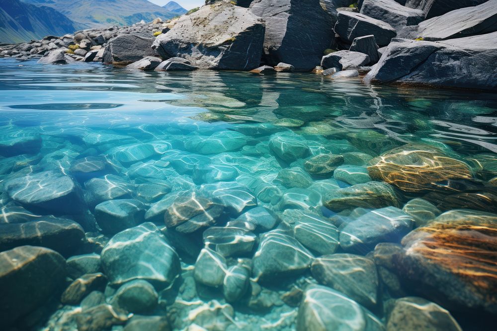 Nature rock underwater landscape. AI generated Image by rawpixel.