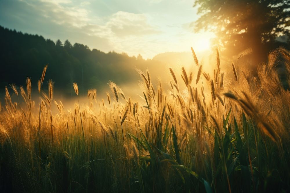 Nature forest field sun. AI generated Image by rawpixel.
