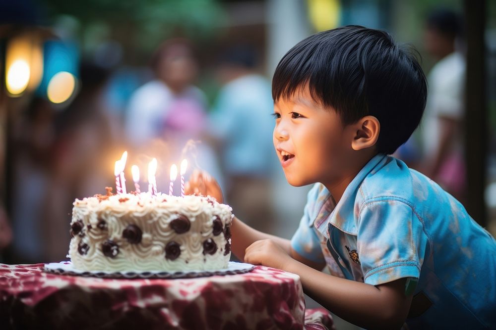 Thai kid cake birthday dessert. AI generated Image by rawpixel.