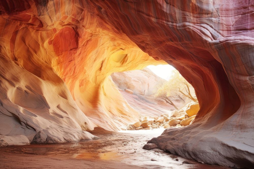 Colorful desert cave nature outdoors tranquility. AI generated Image by rawpixel.