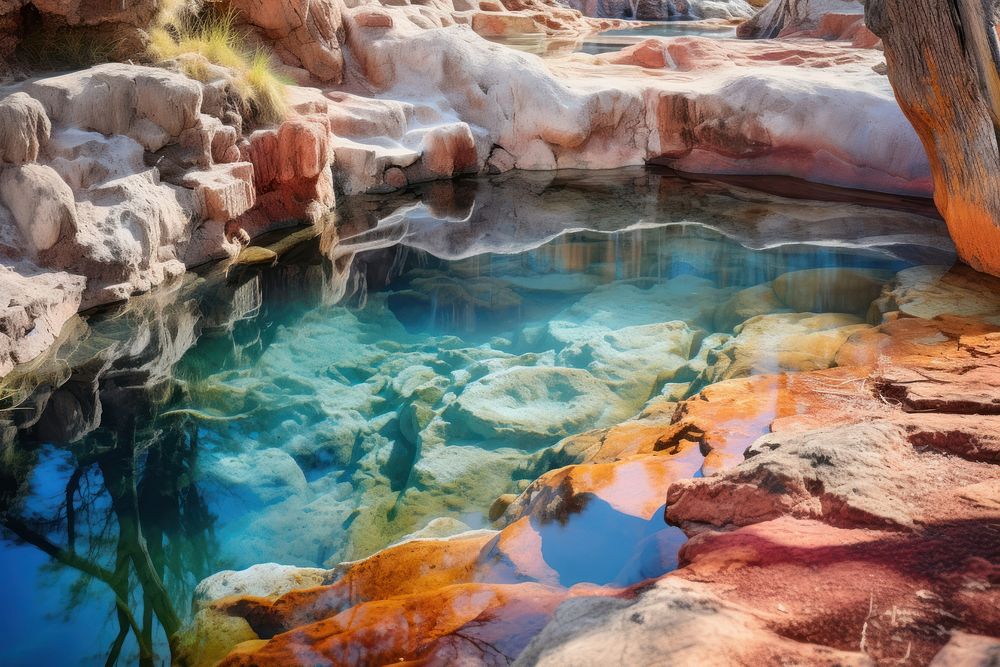 Hot springs nature rock outdoors. AI generated Image by rawpixel.