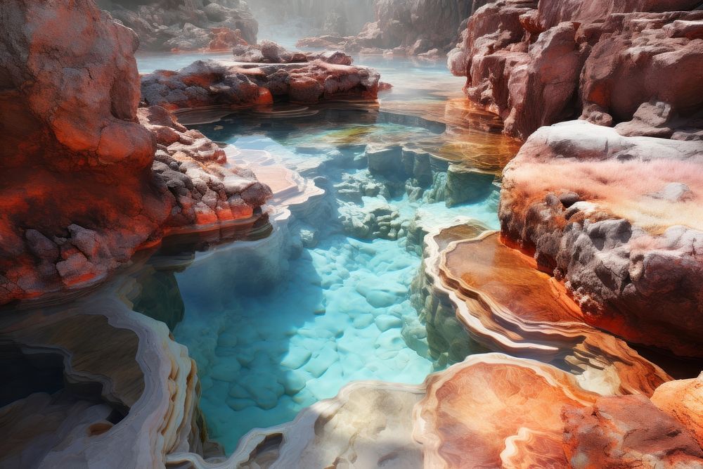 Hot springs nature outdoors water. AI generated Image by rawpixel.