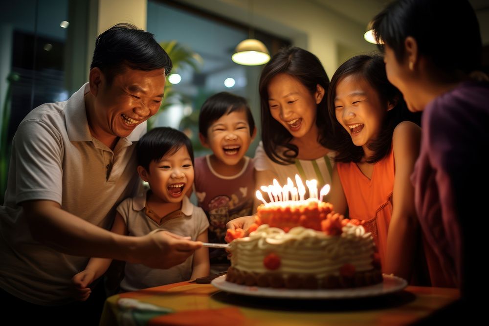 Singaporean people cake birthday dessert. AI generated Image by rawpixel.