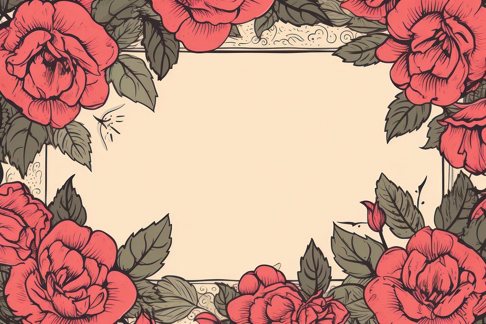 Rose with leaves backgrounds pattern flower. AI generated Image by rawpixel.