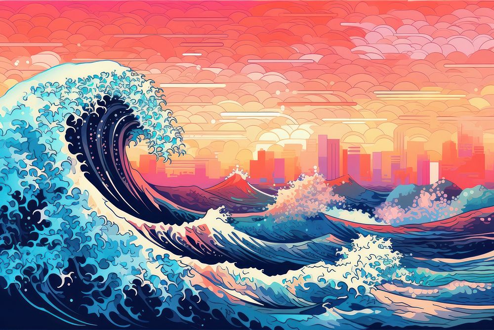 Sea wave outdoors nature ocean. AI generated Image by rawpixel.