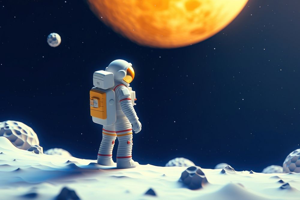 Moon astronomy astronaut outdoors. AI generated Image by rawpixel.