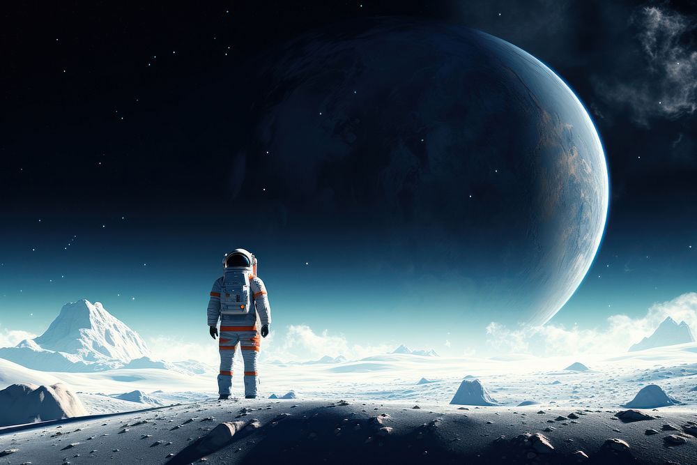 Moon landscape astronomy astronaut. AI generated Image by rawpixel.