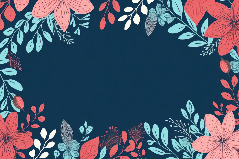 Simple flower and leaves bold line doodle backgrounds pattern nature. AI generated Image by rawpixel.