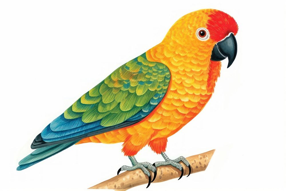 Cute sunconure parrot animal bird beak. AI generated Image by rawpixel.