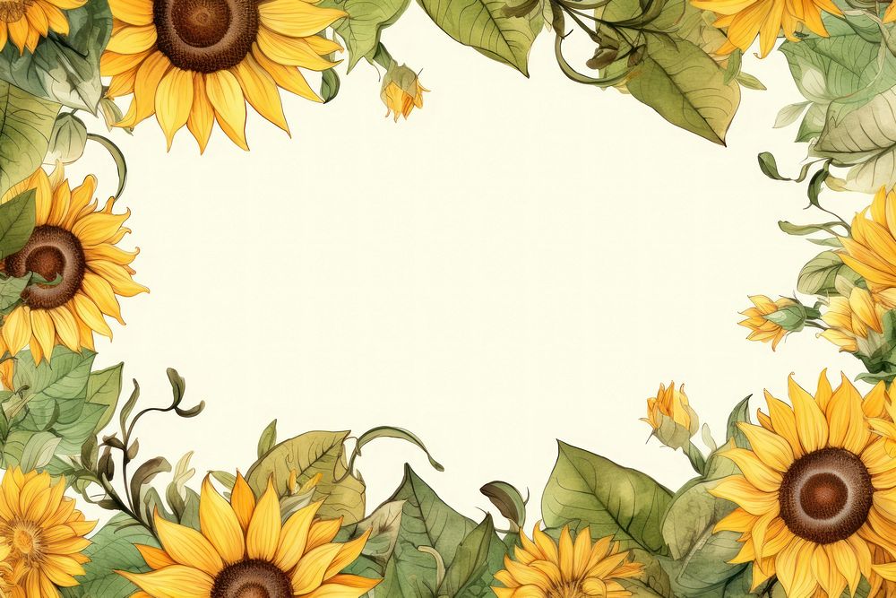 Sunflower with leaf backgrounds pattern plant. AI generated Image by rawpixel.