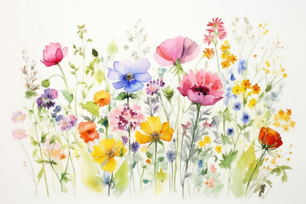 Flower painting outdoors blossom. AI generated Image by rawpixel.